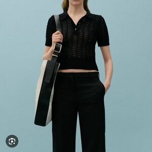 Victoria Beckham for Mango 
Polo-Neck Crochet Sweater